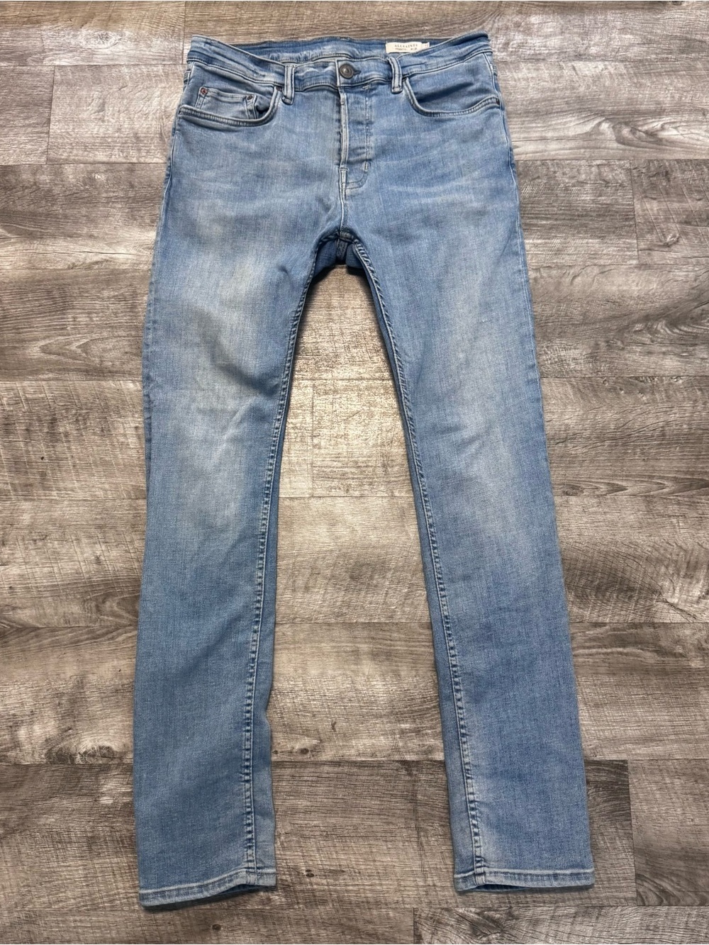 All Saints Cigarette Skinny LIght Wash Jeans Button Fly Mens Sz. 32